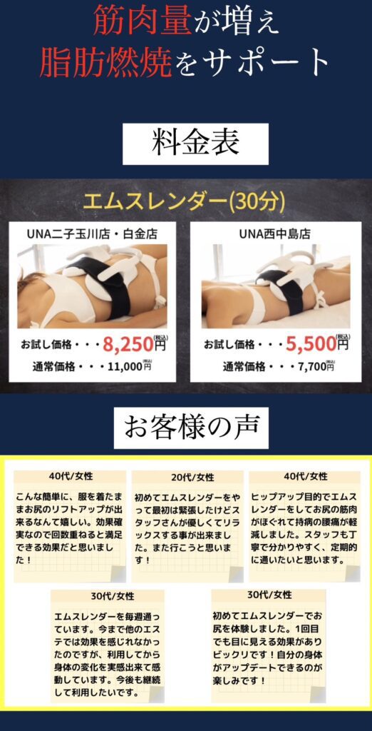 エムスレンダーの料金とお客様の声
